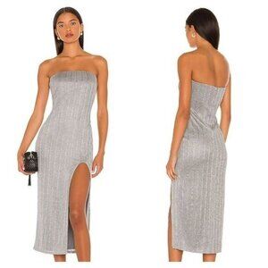 NBD Joli Strapless Midi Dress - Heathered Grey